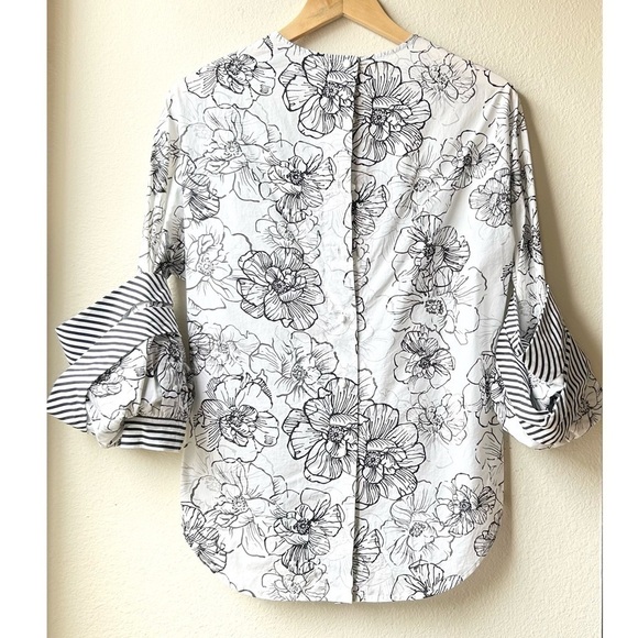 Silvia Tcherassi Black White Frames Jessica Floral Blouse Sz XS - Picture 7 of 11